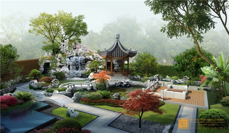 苏式园林庭院景观设计,苏式园林别墅,自建苏式园林别墅_大山谷图库