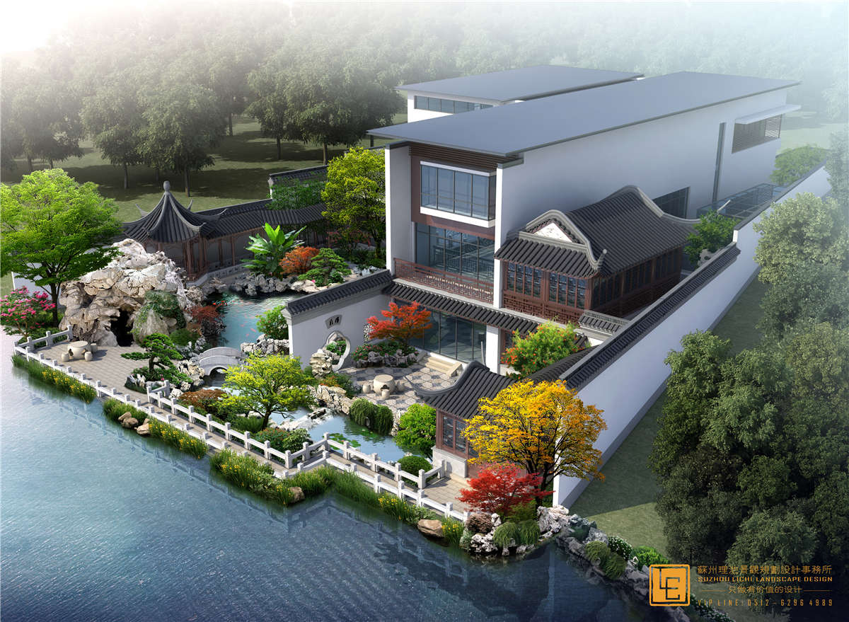 苏州五德园建筑和园林深化及表现设计苏式园林_苏州理池景观规划设计